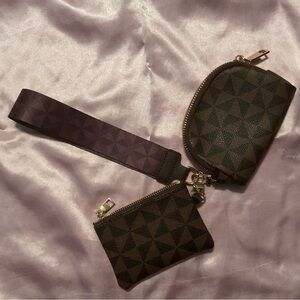Geometric Patterned Wristlet and Coin Pouch Set